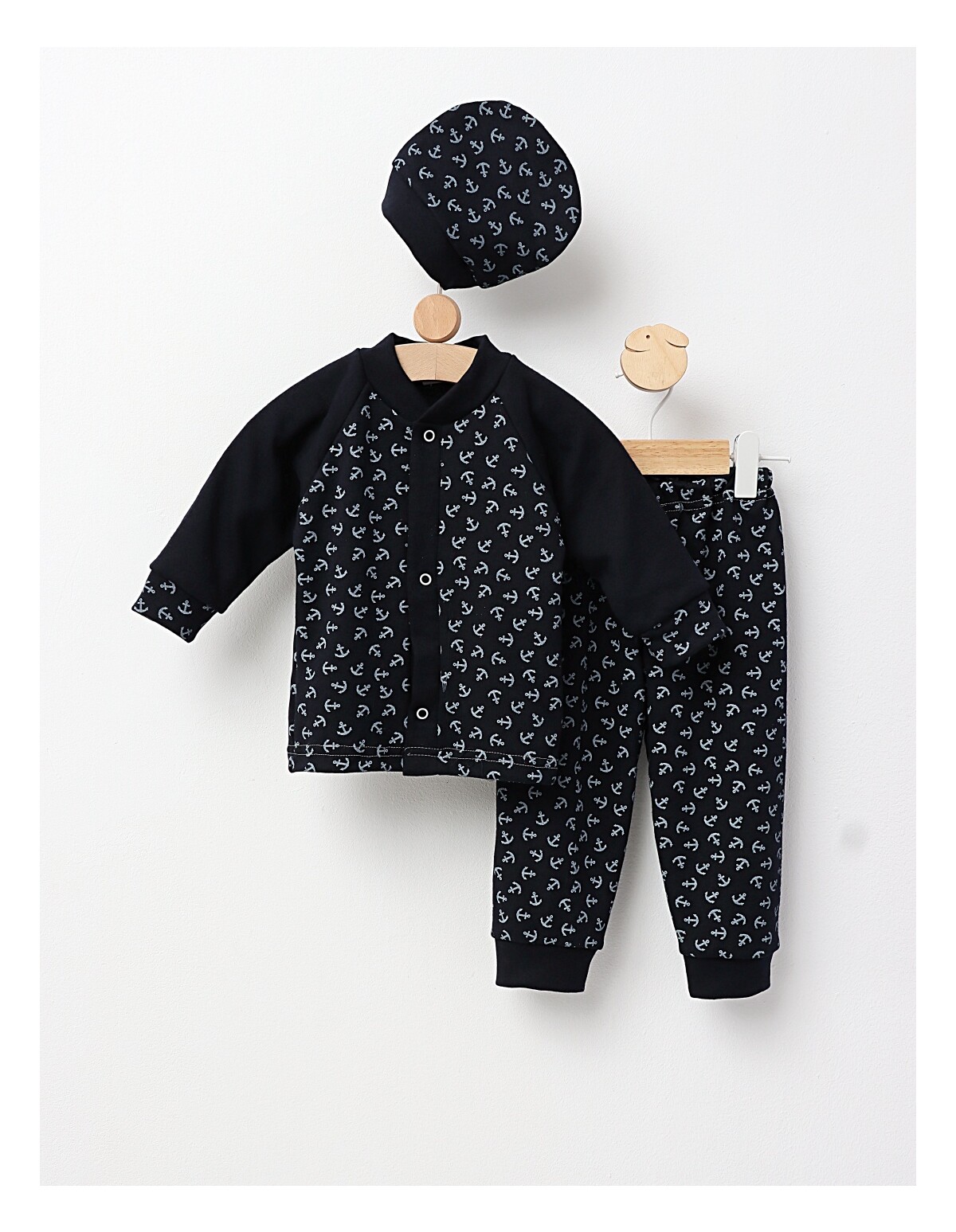 Costumas bebe, bumbac 3 piese, bleumarin