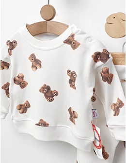 Costumas bebe Teddy the Bear, alb