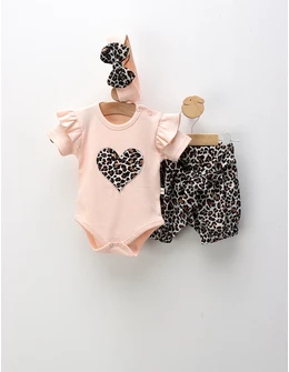 Costumas de vara, 3 piese, leopard, corai