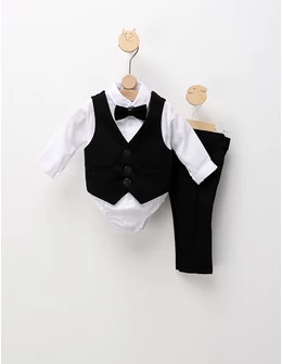 Costumas elegant Ares, alb-negru