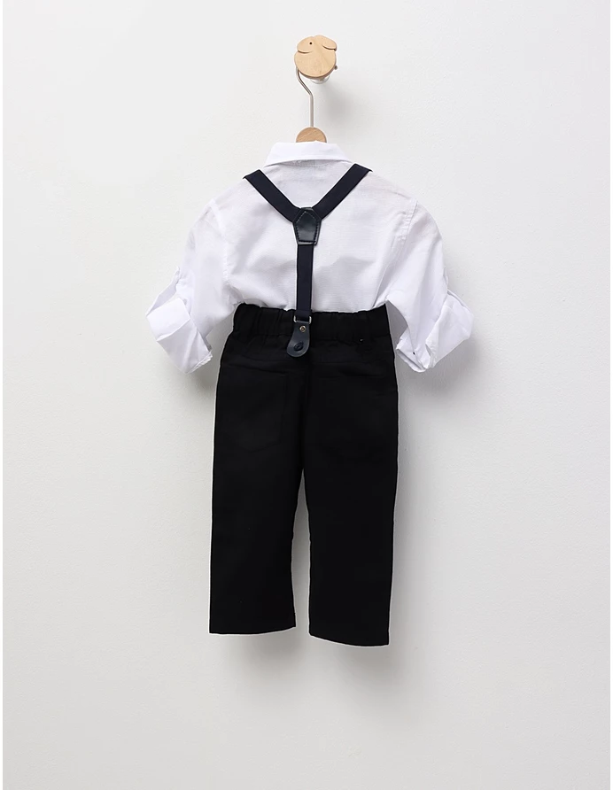 Costumas elegant cu papion, EFBEY alb-bleumarin picture - 4