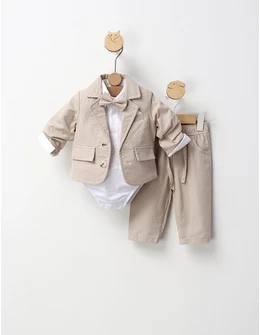 Costumas elegant cu papion Eleodor, crem