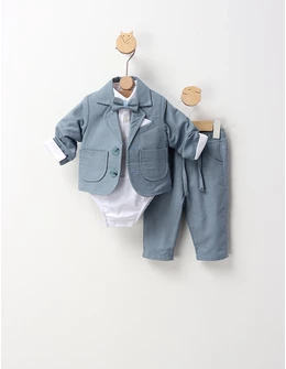 Costumas elegant cu papion Hermes, albastru