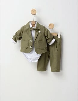 Costumas elegant cu papion Hermes, verde