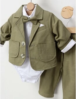 Costumas elegant cu papion Hermes, verde