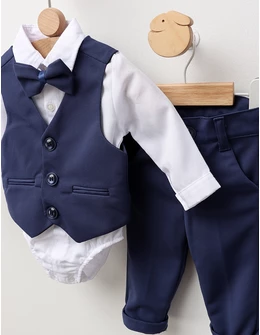 Costumas elegant Porthos, albastru-inchis