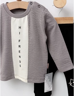 Costumas Hi Friends, model gri inchis-negru