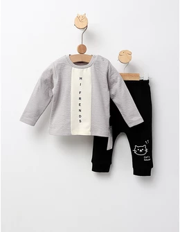 Costumas Hi Friends, model gri-negru