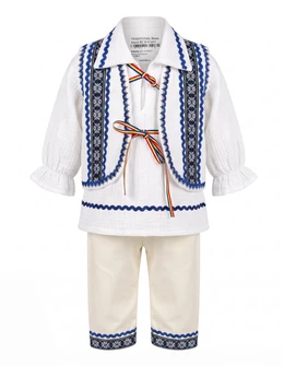 Costumas TRADITIONAL Basarab, alb-albastru
