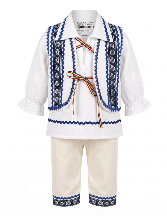 Costumas TRADITIONAL Basarab, alb-albastru picture - 2
