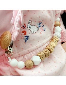 Lantisor pentru suzeta sau jucarie Baby alb 2