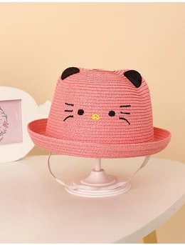 Palarie de paie Hello KittyX coral
