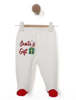 Pantalonasi cu botosei Santa's Gift alb
