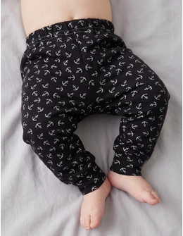 Pantaloni bebe, cu ancore, model bleumarin