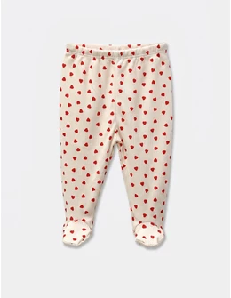 Pantaloni cu botosei Ace Trase, Inimioare, crem-rosu