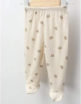 Pantaloni cu botosei Ace Trase, Mini Bear, crem