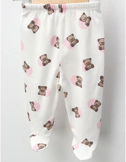 Pantaloni cu botosei Ace Trase, Toy Bear, alb-roz