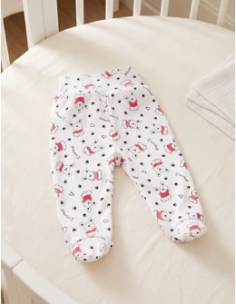 Pantaloni cu botosei Sweet Dog alb-rosu
