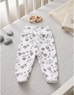 Pantaloni cu botosei Sweet Friends alb-gri