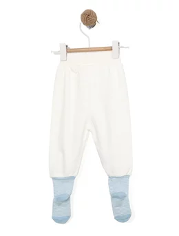 Pantaloni cu sosete incorporate alb-bleu 2