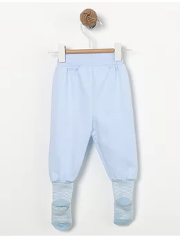 Pantaloni cu sosete incorporate bleu 2