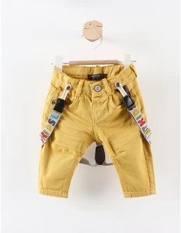 Pantaloni de blug cu bretele LILITOP galben