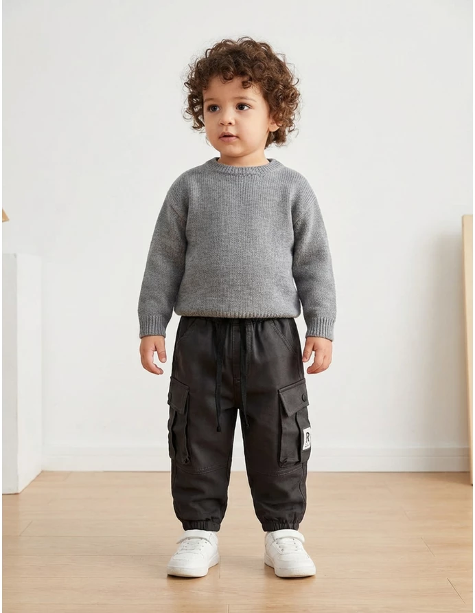 Pantaloni imblaniti Remus gri inchis picture - 4