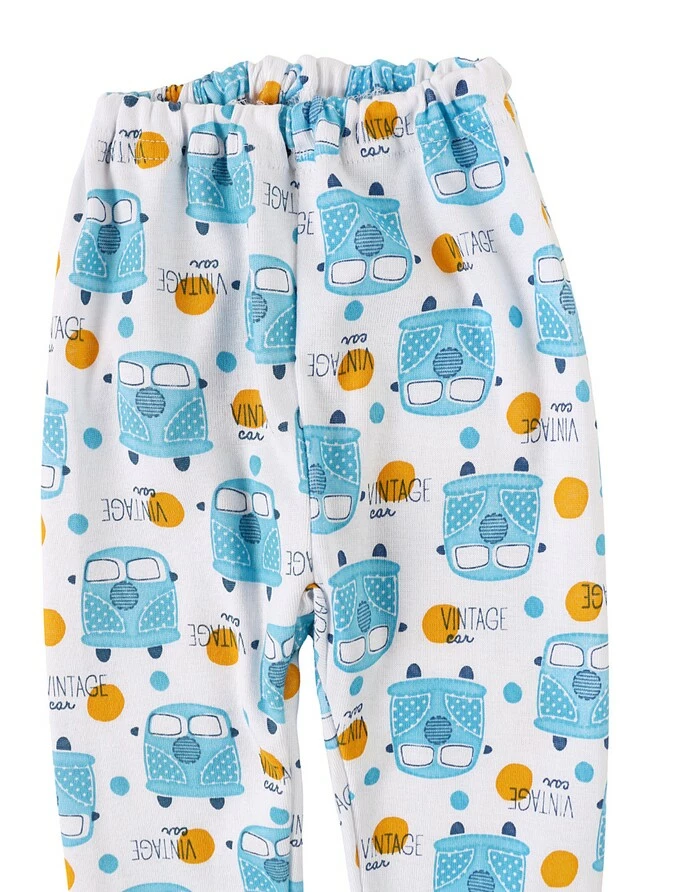 Pantaloni imprimati alb-albastru Vintage Car picture - 3