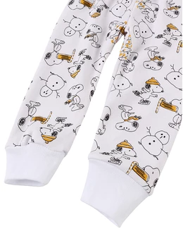 Pantaloni imprimati alb-galben Snoppy