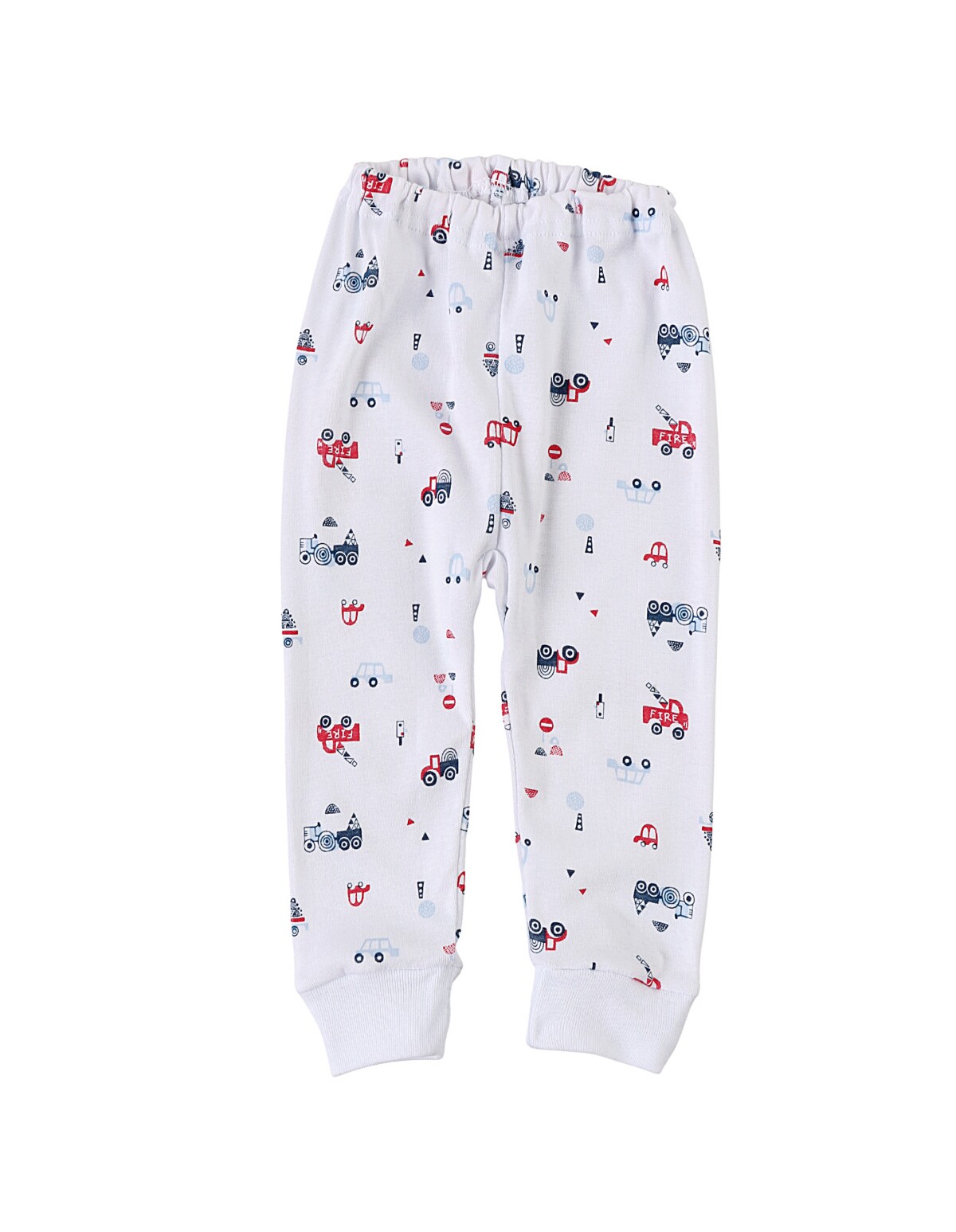 Pantaloni imprimati alb-rosu Fire Truck