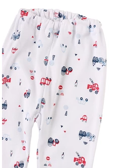 Pantaloni imprimati alb-rosu Fire Truck