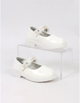 Pantofi perle Olivia alb