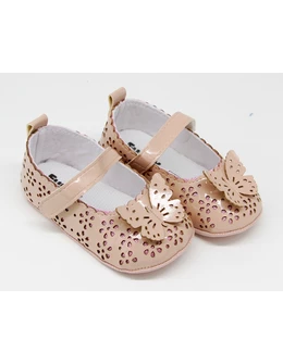Pantofiori eleganti fetite cu fluturas model crem
