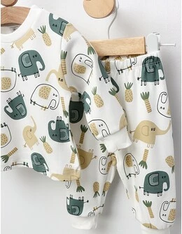 Pijama Baby, Savana Jam, model alb-verde