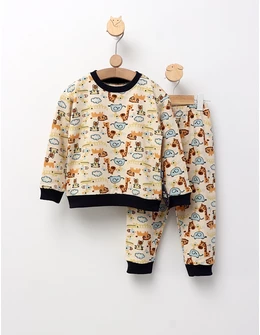 Pijama bbc ML, Animalute Safari, crem-blue