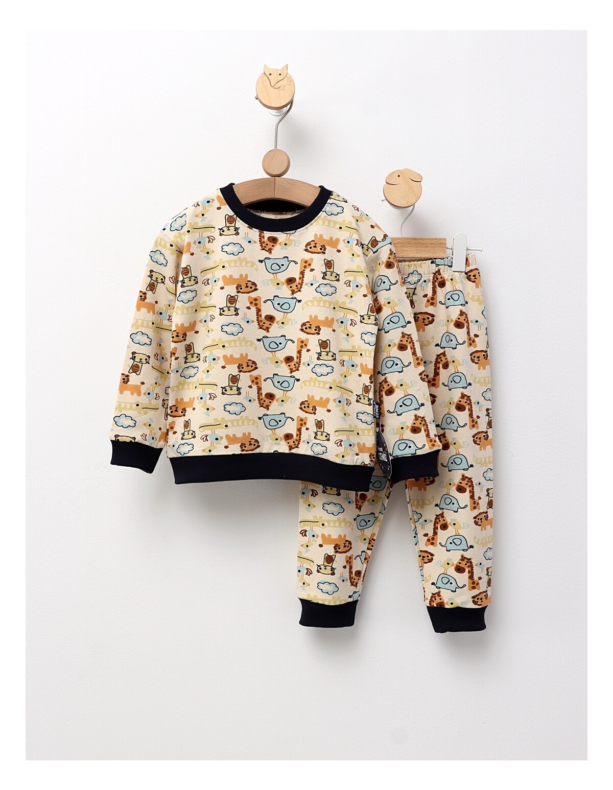 Pijama bbc ML, Animalute Safari, crem-blue