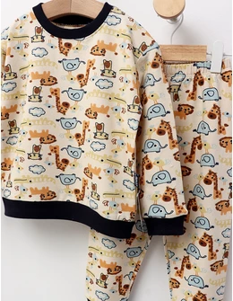 Pijama bbc ML, Animalute Safari, crem-blue