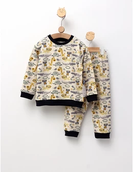 Pijama bbc ML, Animalute Safari, crem-gri