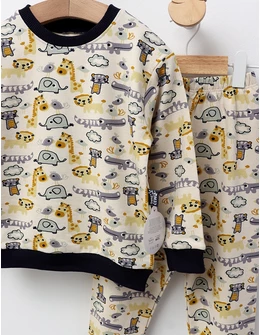 Pijama bbc ML, Animalute Safari, crem-gri