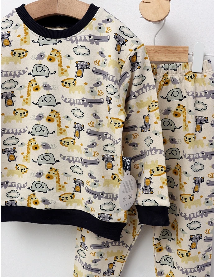 Pijama bbc ML, Animalute Safari, crem-gri picture - 2
