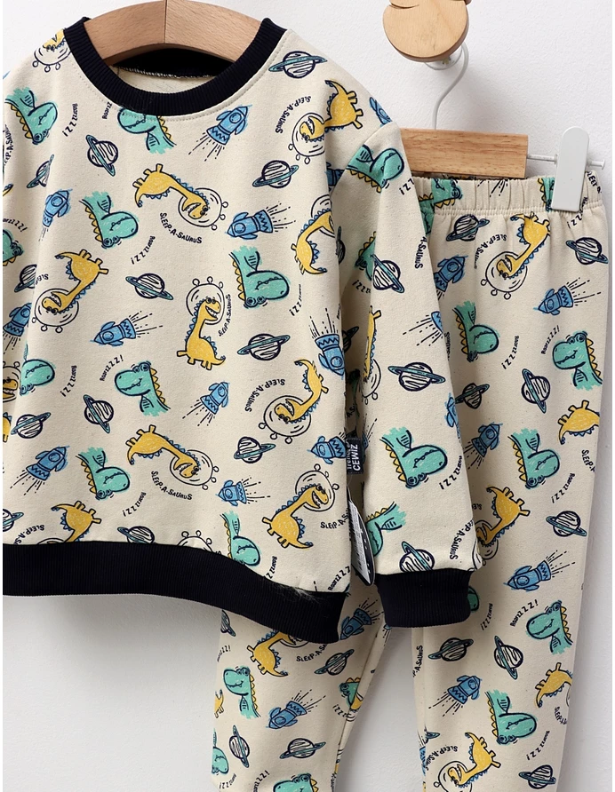 Pijama bbc ML, Astro-Dino, crem-verde picture - 2