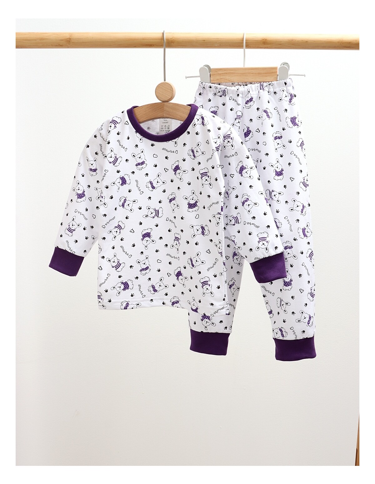 Pijama bbc ML Romania, Absorba Rabbit, alb-mov