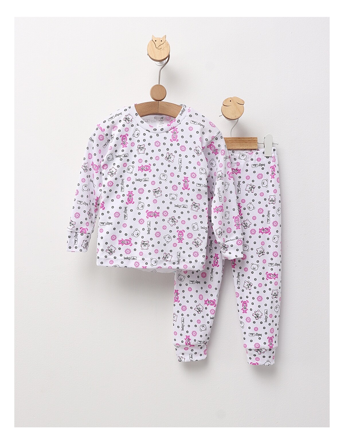 Pijama bbc ML Romania, Baby Bear, alb-roz