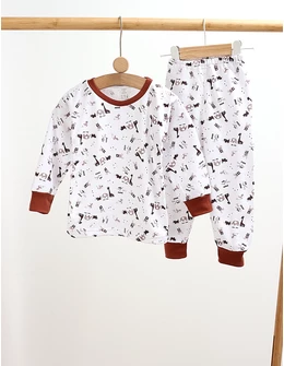 Pijama bbc ML Romania, Cute Animal, alb-maro 98 (24-36 luni)