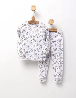 Pijama bbc ML Romania, Sweet Friends, alb-crem