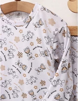 Pijama bbc ML Romania, Sweet Friends, alb-crem