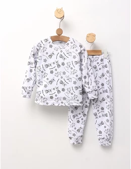 Pijama bbc ML Romania, Sweet Friends, alb-gri