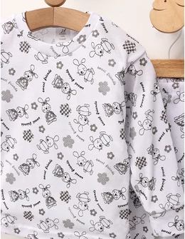 Pijama bbc ML Romania, Sweet Friends, alb-gri