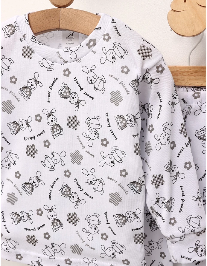 Pijama bbc ML Romania, Sweet Friends, alb-gri picture - 2