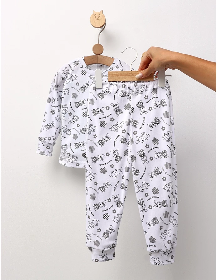 Pijama bbc ML Romania, Sweet Friends, alb-gri picture - 3